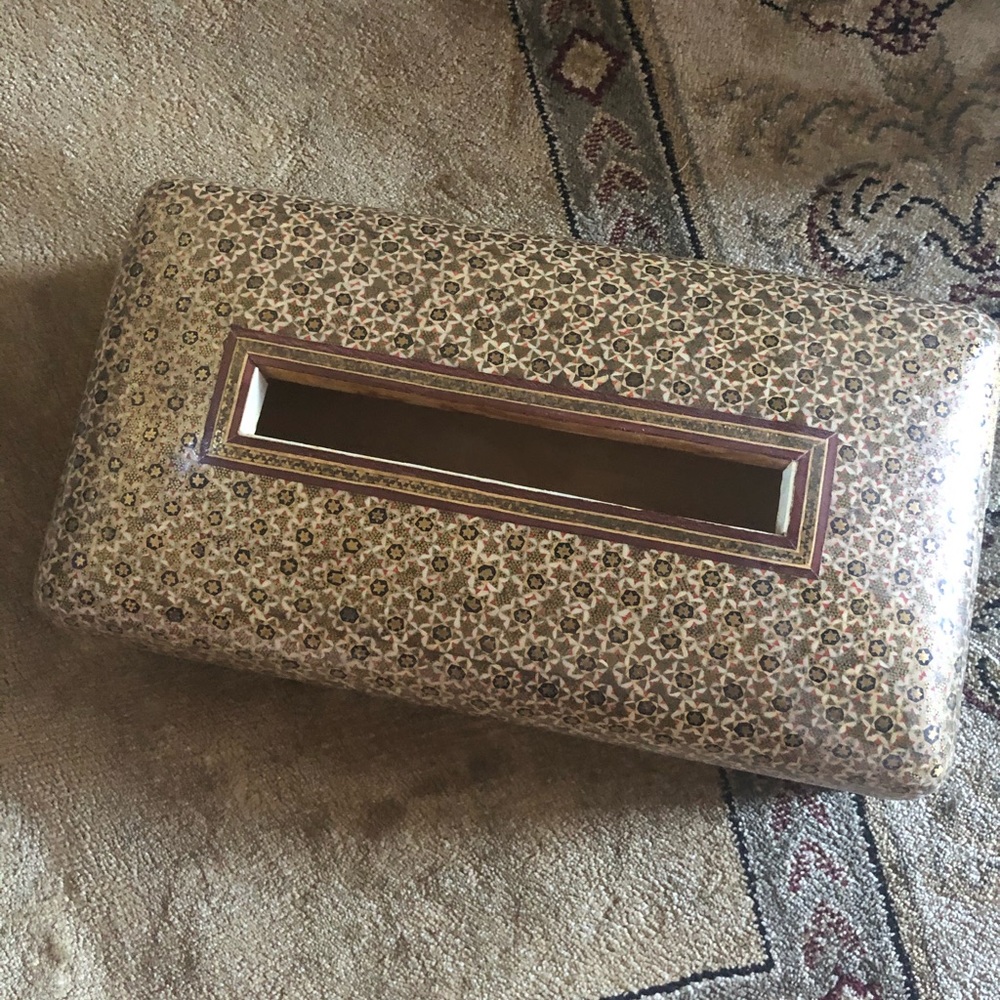 Ornate Vintage Kleenex Box Gold Hndmade of Wood